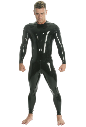 Latex Rubber Neck Entry Catsuit with Crotch Zip