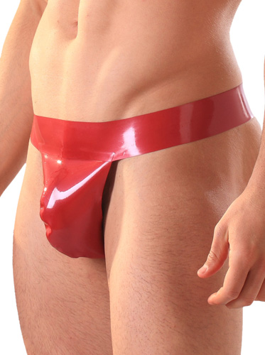 Latex Rubber Men's Thong-Red