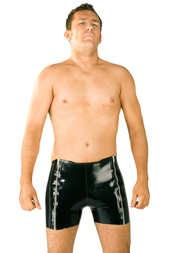 Latex Rubber Men's Double Zip Shorts Latex Rubber Men's Double Zip Shorts