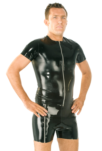 Latex Rubber Men's Front Zip T-Shirt