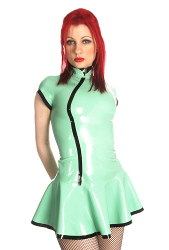 Latex Rubber Shanghai Seduction Dress Green & Black